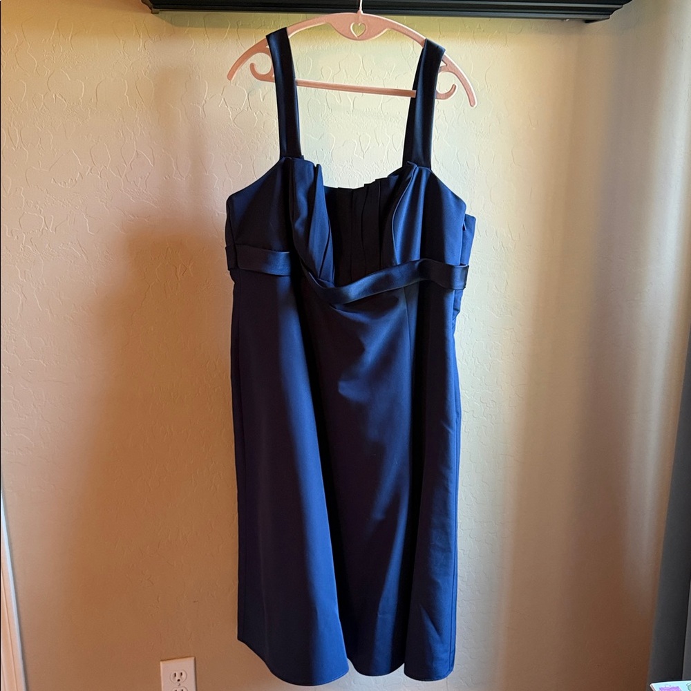 David's Bridal Midnight Blue Midi Dress